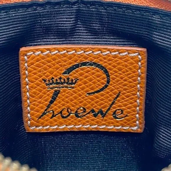 Loewe Coin Case Orange Anagram Coin Purse Canvas Leather